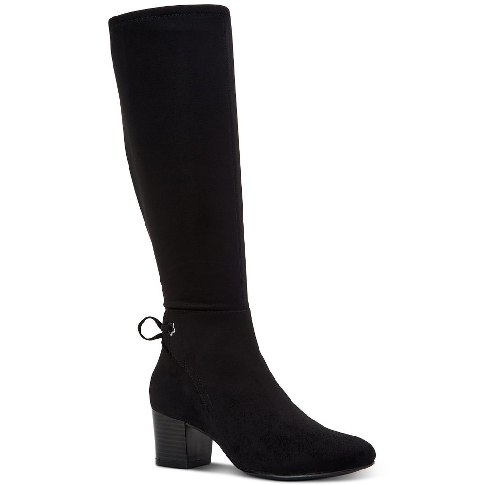 Charter Club Women's Jacque Wide Calf Tall Stretch Boots Black 10M (No Box) B4HP